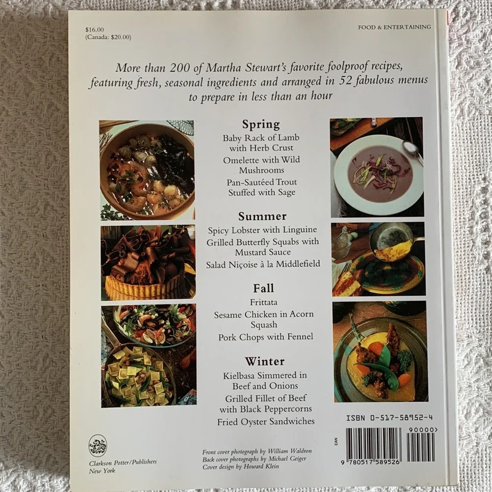 Martha Stewart “Quick Cook” cookbook 200 easy and elegant recipes